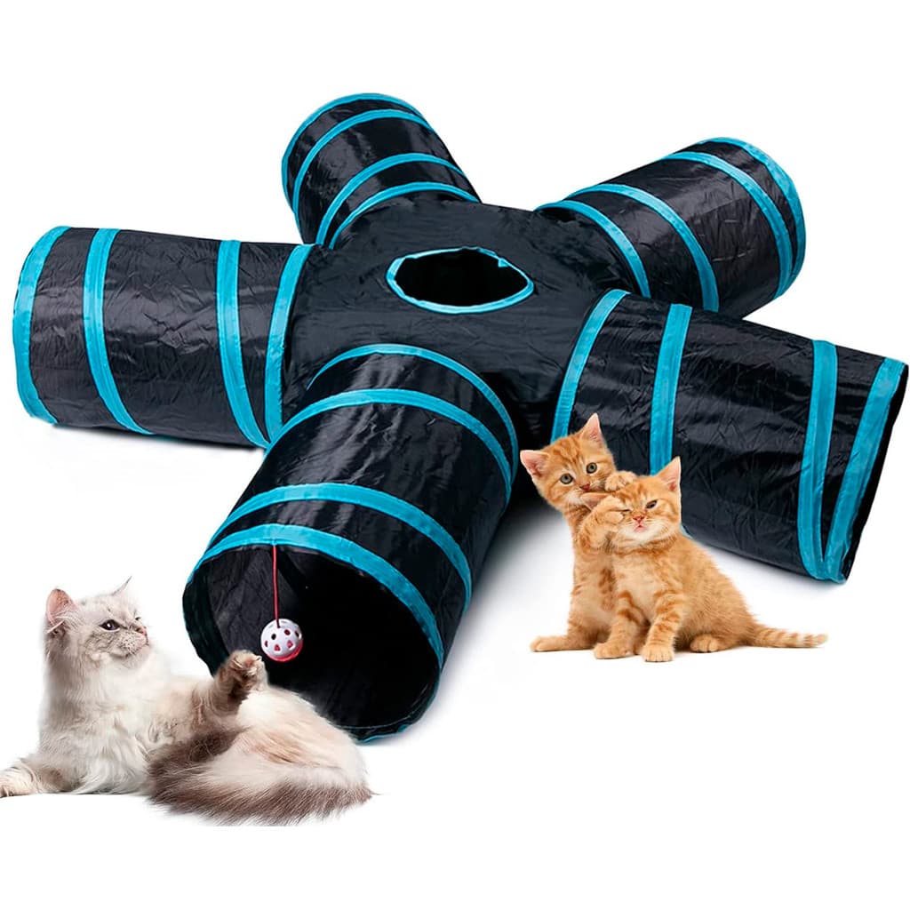 Túnel Diversão Pet Cachorro Cão e Gatos 5 saídas Colorido 100 cm x 25 cm