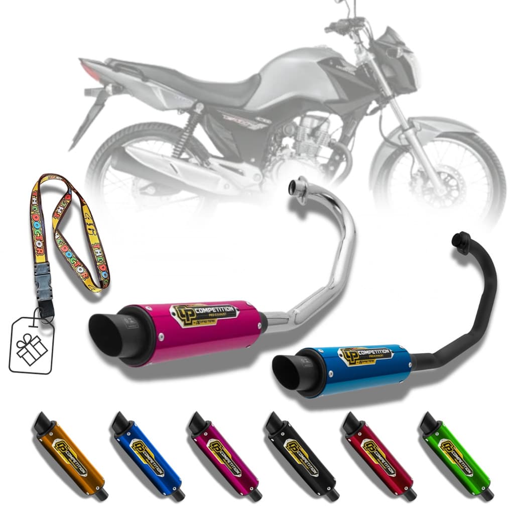 Escapamento Esportivo Fan 150 Mais Chaveiro 2014 e 2015 Cromado Preto Para Moto Pro Tork Competition