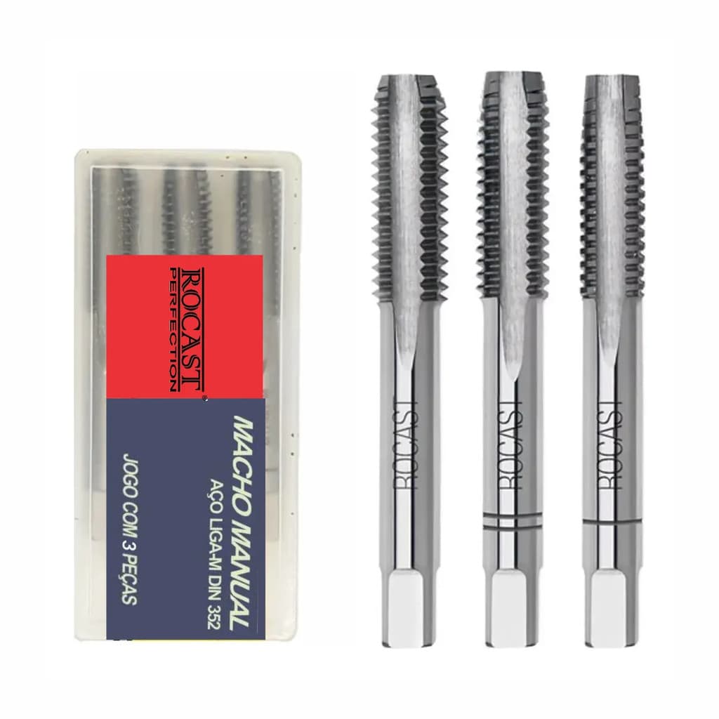 Jogo de Macho Manual M6 x 1,0mm com 3 pçs Rocast 264,0114