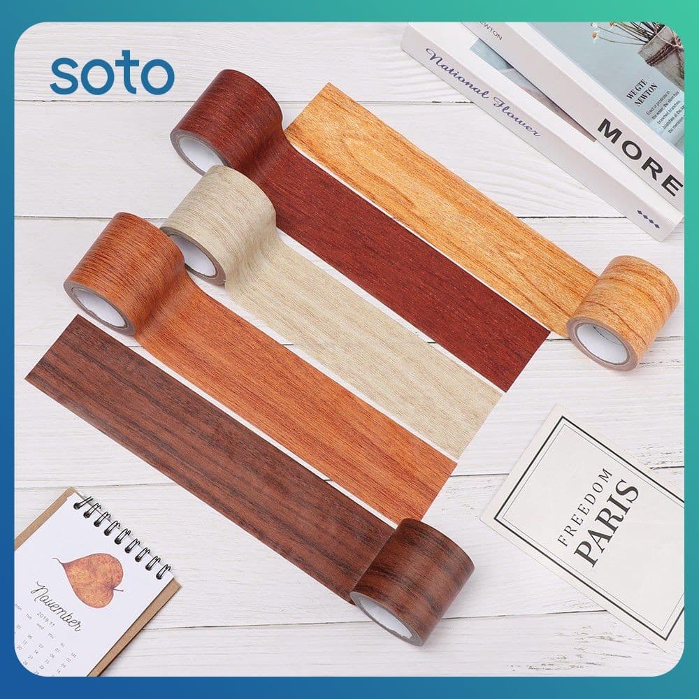 SOTO 4,5 M/rolo Fita De Madeira Cortável Rolo Adesivo Decorativo Reparo Paredes Pisos Móveis Banheiros Bordas Rodapés