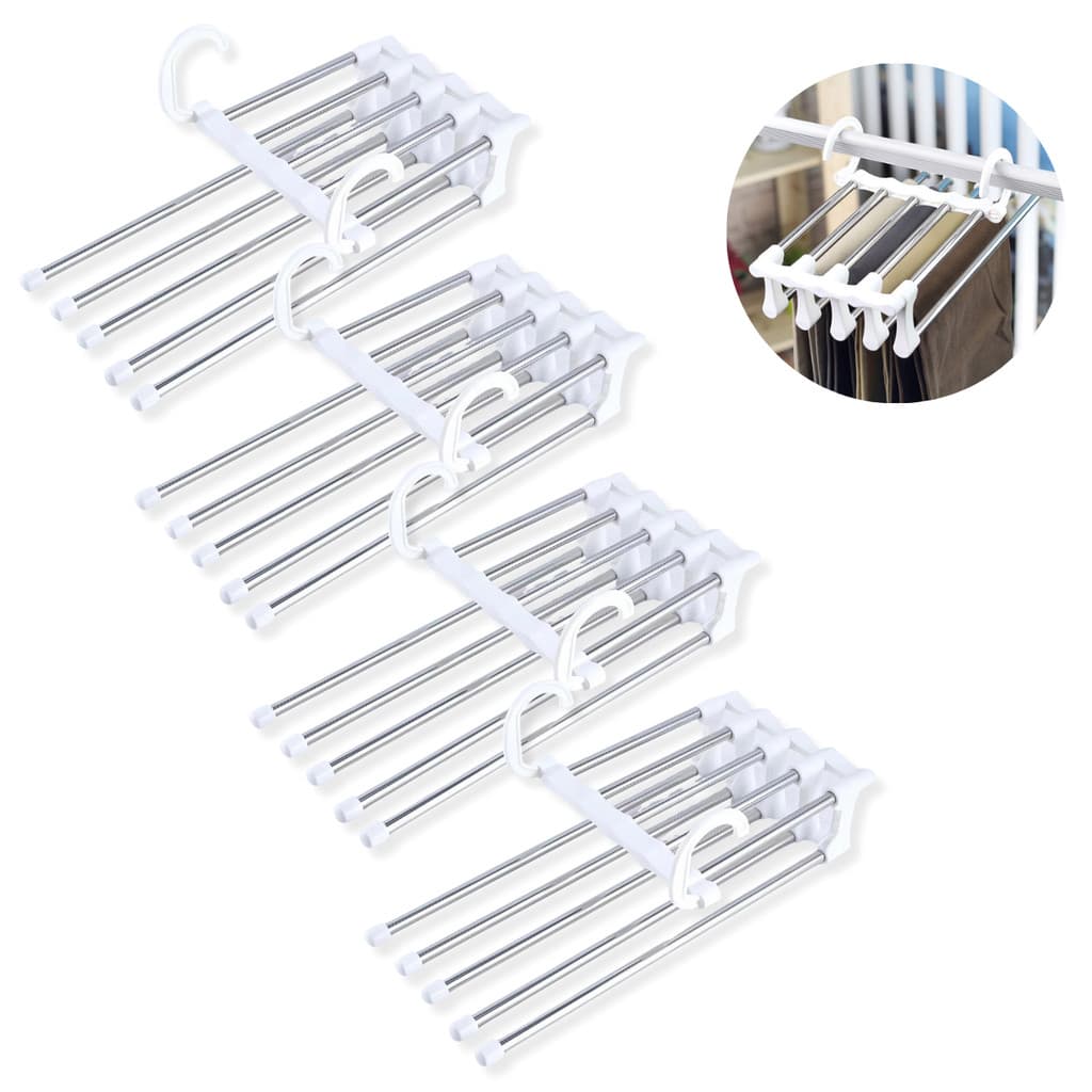 Kit 4 Peças Cabide De Roupas 5 Em1 Organizadores Para Guarda Calças Retrátil Aço Inoxidável