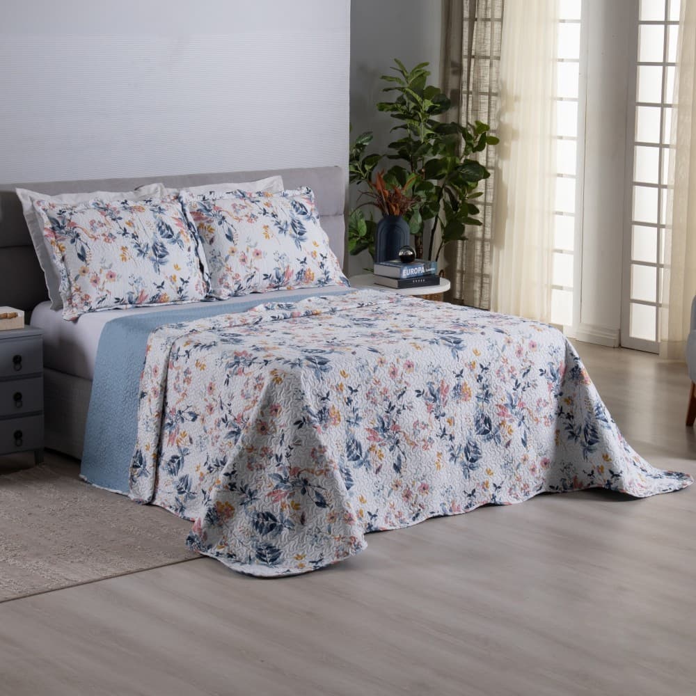 Kit Colcha Cobre Leito Versailles Casal 3 Peças Dupla Face Super Macio Premium Casa Dona