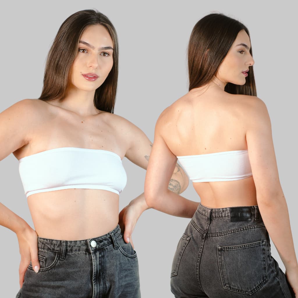 Top Faixa Cropped Tube Sem Bojo Cotton Tomara que Caia Versátil Dia a Dia Algodão Confortável Barato