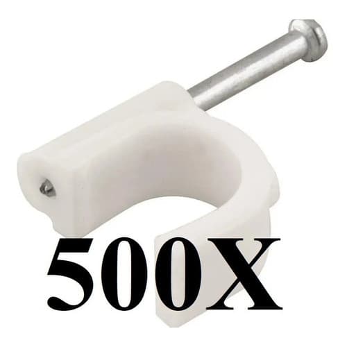 KIT 500 GRAMPO FIXA FIO CABO COAXIAL MIGUELO 4MM BRANCO