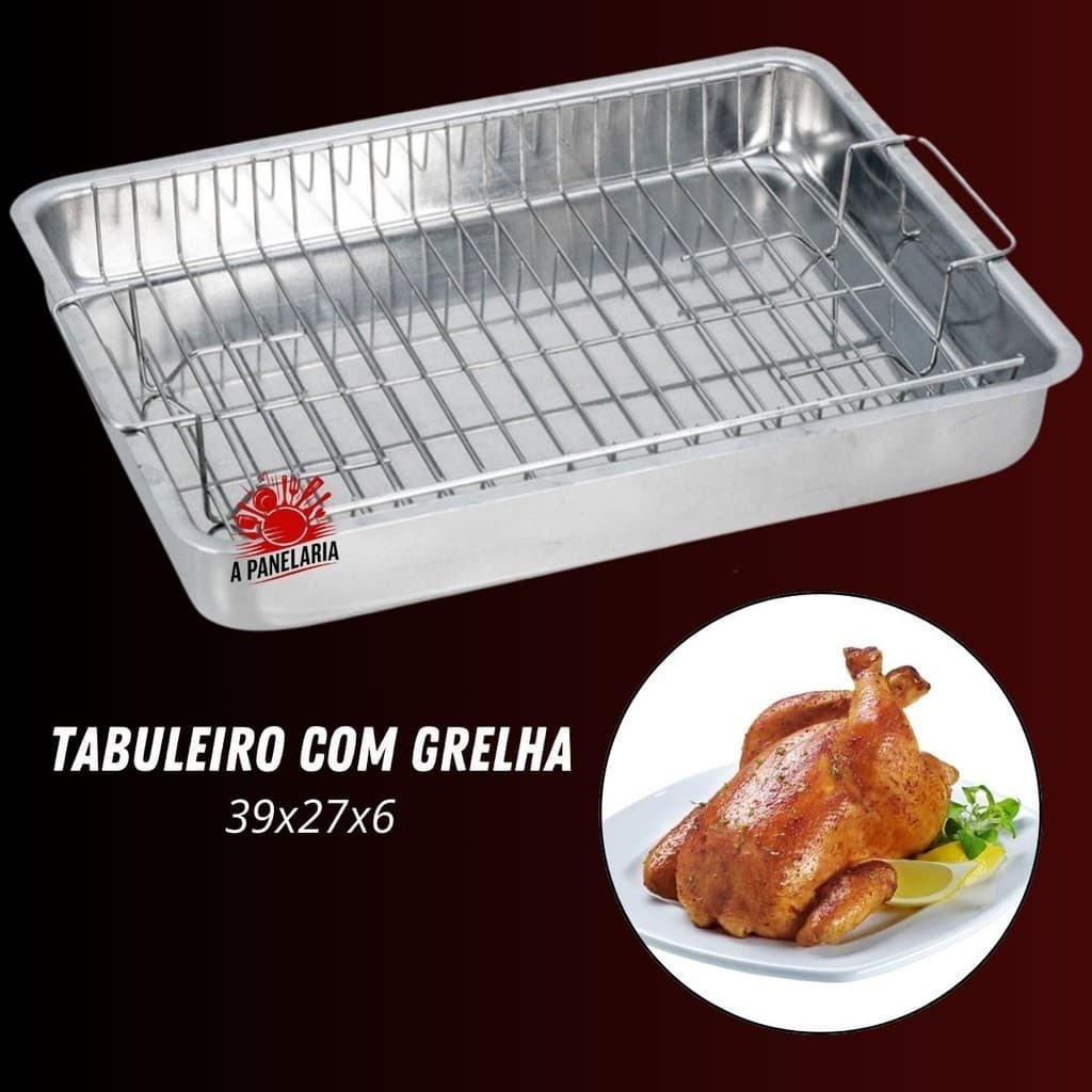 Tabuleiro Assadeira Nº4 Com Grelha Grade Para Assar Carnes Alumínio