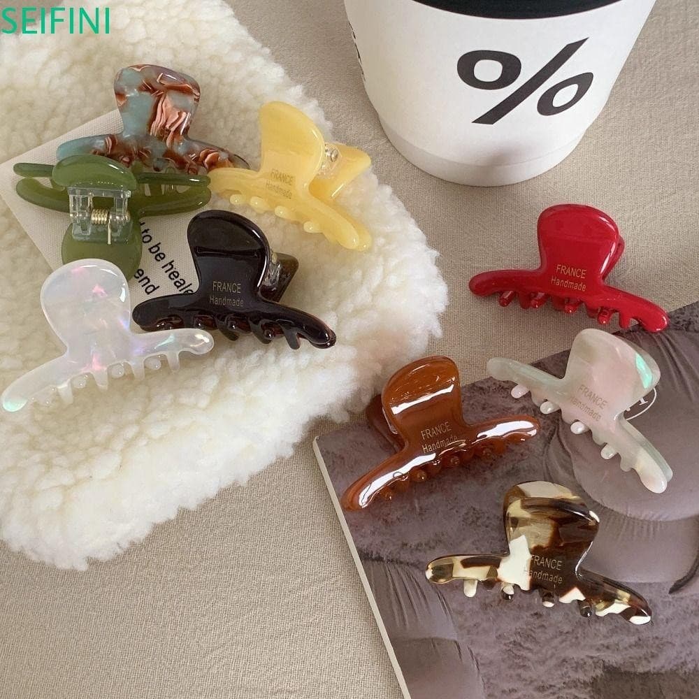 SEIFINI Garra De Ácido Acético Para Cabelo , Mini Clip De Tubarão Pequeno Colorido , De Estilo Coreano Doce Mulheres
