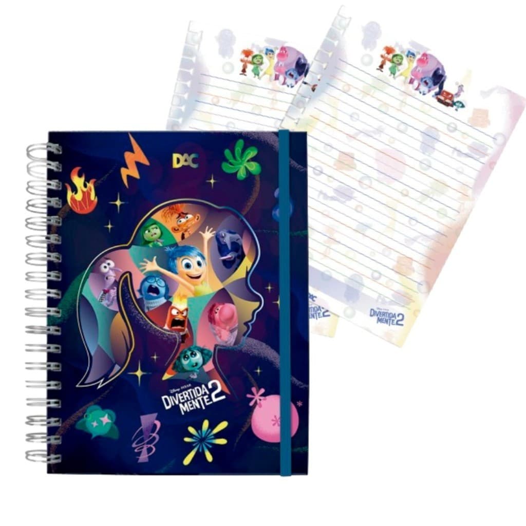 Kit Caderno Smart Colegial Divertidamente Refil Extra Com Folhas Personalizada Capa Dura Dac
