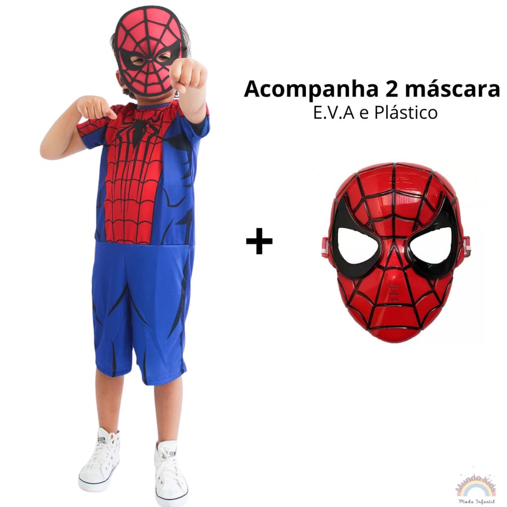 Fantasia Homem Aranha Infantil Com 2 Máscara