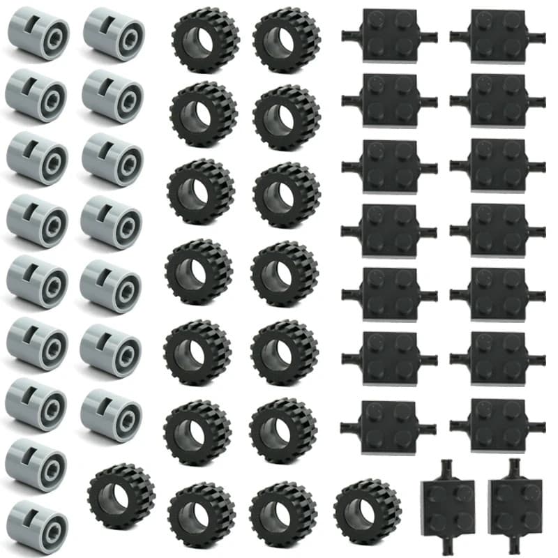 [MOC Mini Eixos De Roda Pacote De Acessórios Para Carros Tijolos Clássicos Pneus Hub Crianças Brinquedos De Bricolage Iluminar Pequenos Blocos