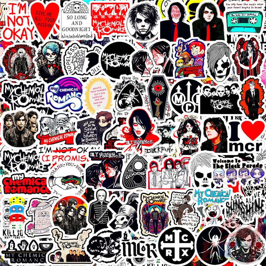 100 Pçs/Set ★ Banda De Rock . Adesivos Manuais Do Mini Diário My Chemical Romance (Tamanho : 2 ~ 3 Cm) DIY Fashion Scrapbooks Álbum Decoração Decalques