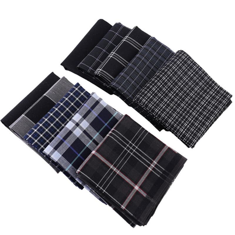 6 Pçs 43x43cm Quadrado 100 % Algodão Cor Escura Listrado Xadrez Masculino Bolso Toalha Festa De Casamento Presente Lenço