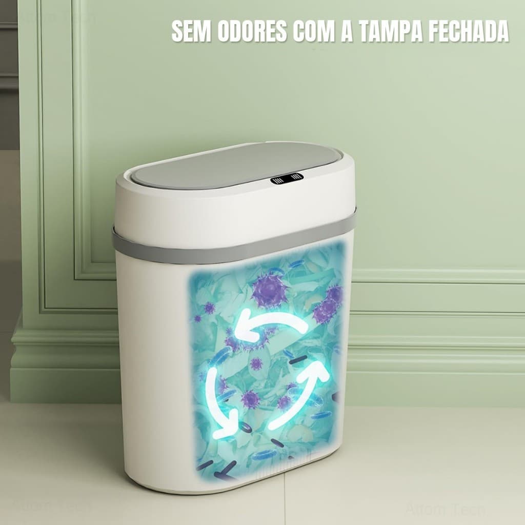 Lixeira Smart Sensor Automática Inteligente de Banheiro Cozinha Escritório 12 Litros