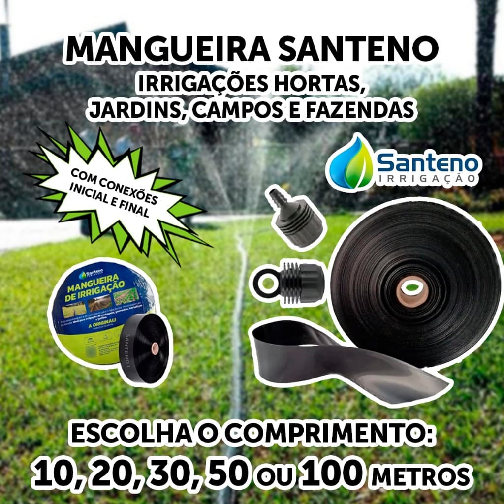 Mangueira Irrigação Micro Perfurada Santeno 1 tamanho a escolher + união inicial e final