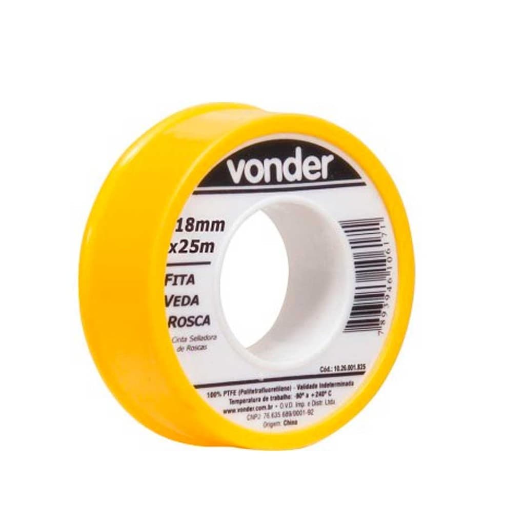 Fita Veda Rosca Teflon 18mm X 25m Vonder - 10 26 001 825