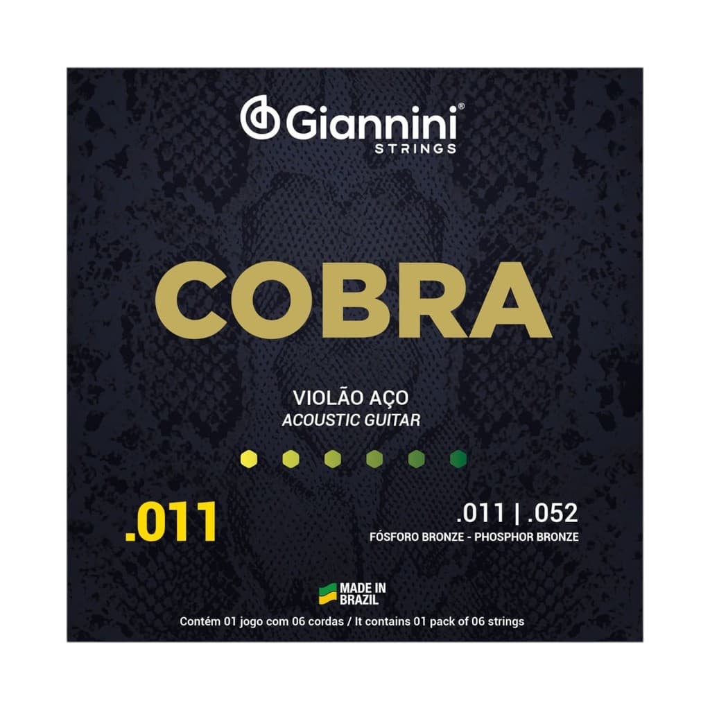 Encordoamento Violão Aço Fosforo Bronze - Giannini Cobra 011