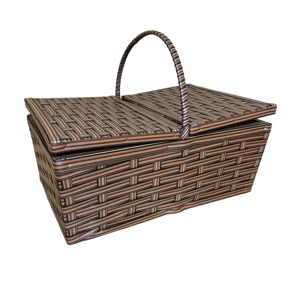 Cesta de Piquenique Fibra Sintética Grande 49x31x19 Café da Manhã Luxo Resistente (Vime Sintético)