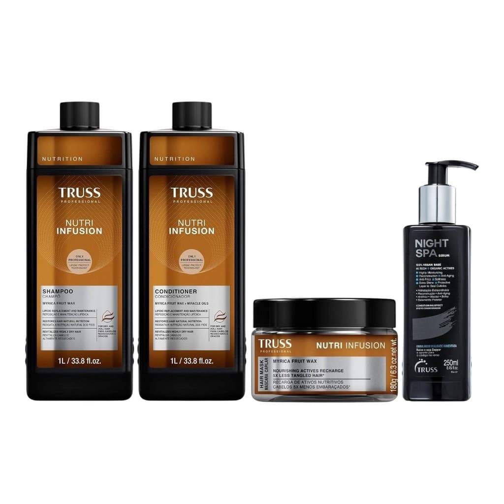 Kit Truss Nutri Infusion - Shampoo 1L + Condicionador 1L + Máscara 180g + Night SPA 250ml