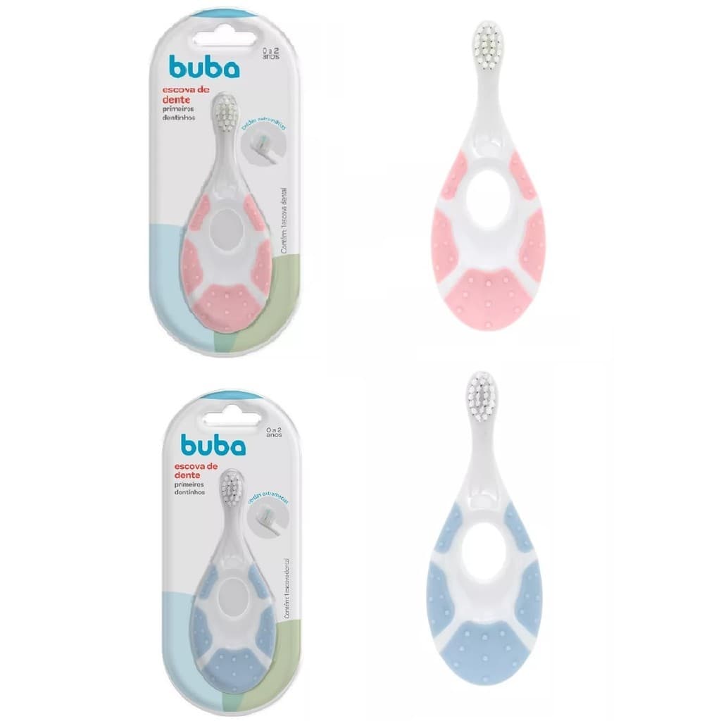 Escova De Dente Mordedor Primeiro Dentinhos 0 A 2 Anos Buba Rosa ou Azul