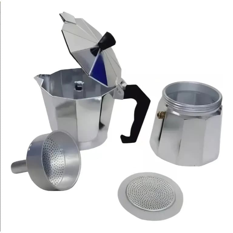 Cafeteira italiana, 6 xícaras, cafeteira portátil, cafeteira expresso, cor cinza