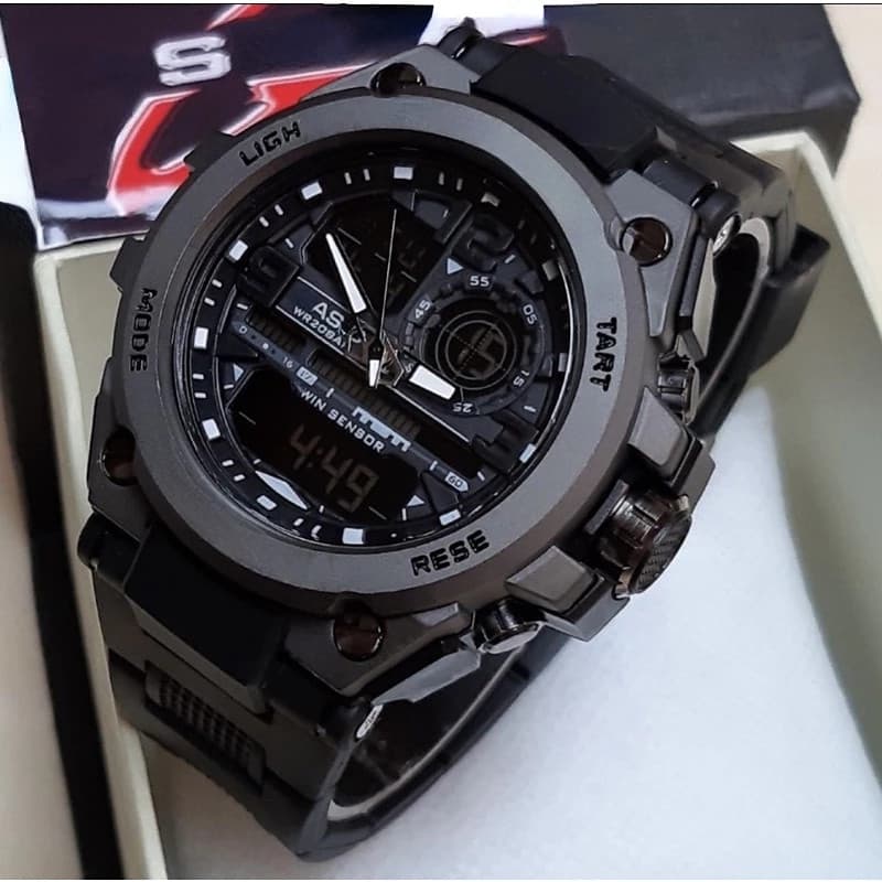 Relógio Masculino Militar Esporte Caixa de Aço Inox Digital - Analógico Preto Prata 100% Prova D'água
