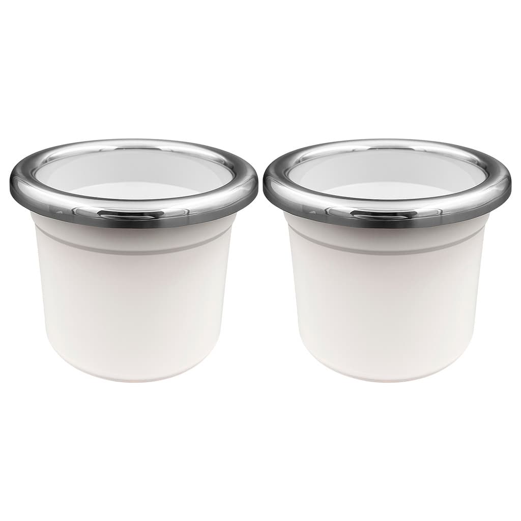Kit 2 Porta Copo de Embutir Branco Borda Cromada Para Barcos