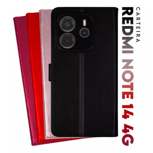 Capinha Capa Carteira em Couro Para Xiaomi Redmi Note 14 4G Porta Cartão e Dinheiro