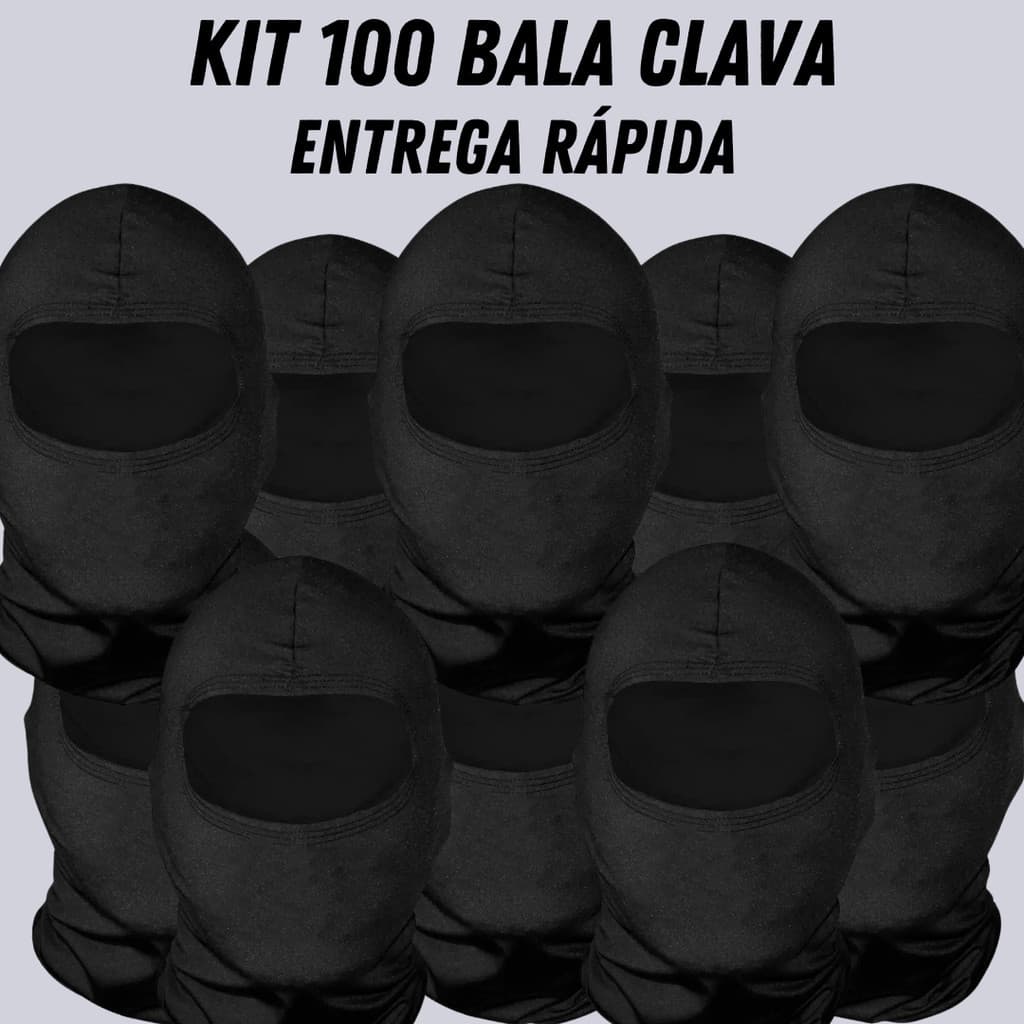 Kit 100 Touca Balaclava Toca UV+50 Proteção Solar Térmica Motoqueiro Motoboy BALA CLAVA preta
