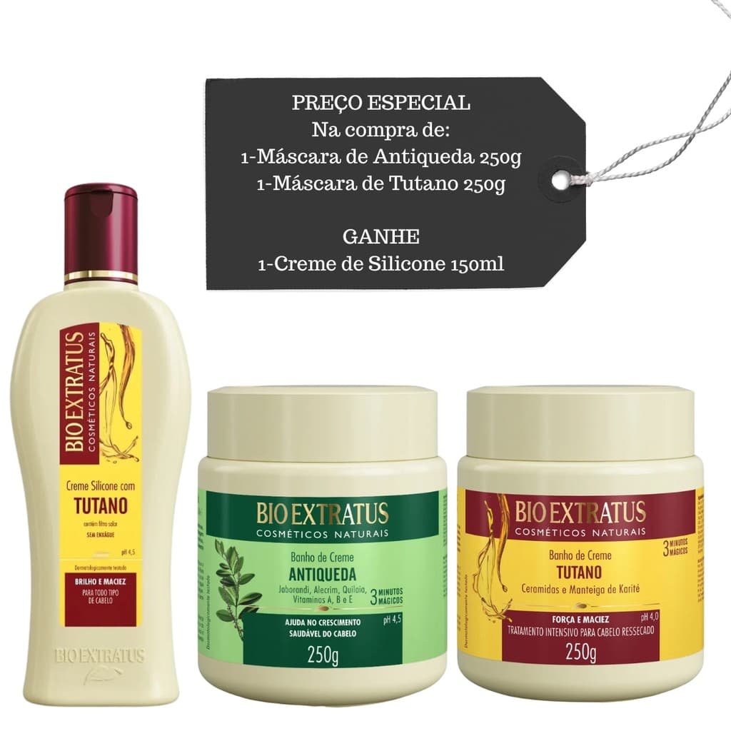 Cronograma Bio Extratus Banho De Creme Tutano e Jaborandi 250g + Presente Creme De Silicone 150ml