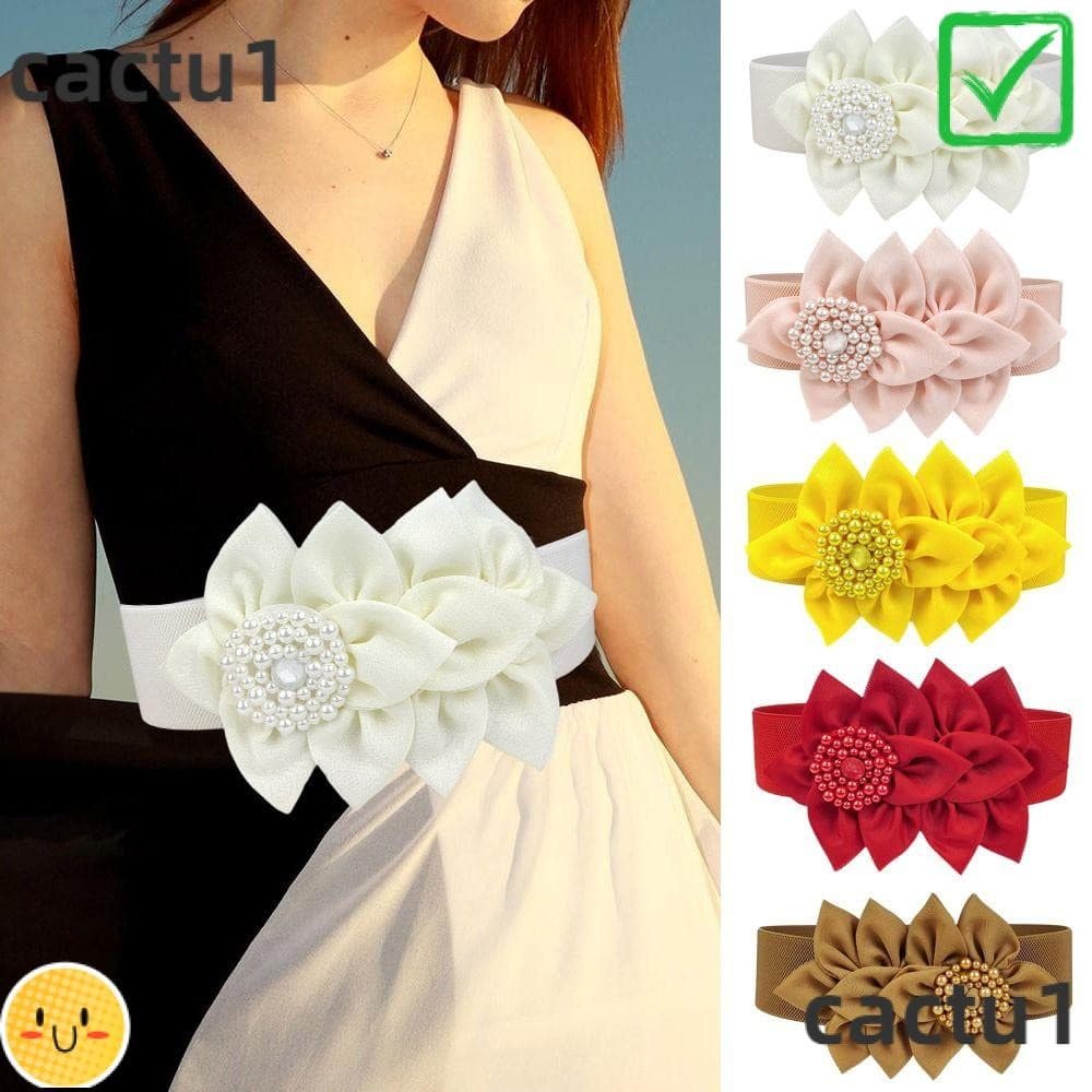 Alça De Cintura CACTU , Elástica Casual De Cor Sólida , Cintos Largos Com Decoração De Flores Femininas
