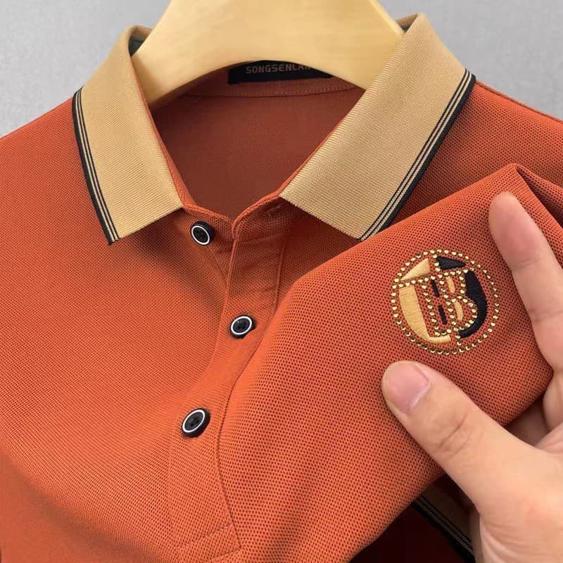 Camiseta masculina de manga curta novo estilo Paul High-End bordado lapela camisa Polo meio @