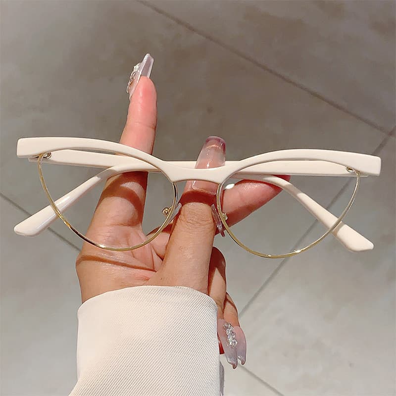 Moda Feminina Óculos Novo No Vintage Olho De Gato Luz Azul Bloqueando Na Elegante Sem Prescrição