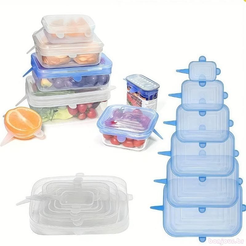 6 Unidades Tampas Quadradas Silicone Para Recipientes , Vedação Apertada , Fáceis Usar , Seguras