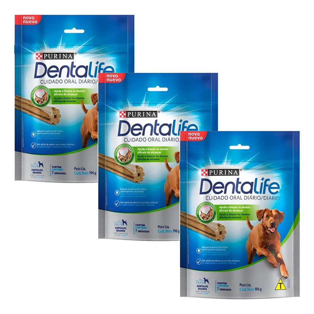 3x Dentalife Cães Raças Grandes 196g - Purina