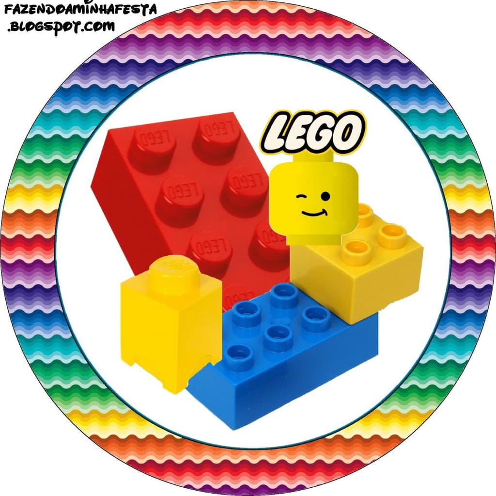 Capa para Painel Redondo Mini Mesa Tema Lego Infantil Fácil de Colocar