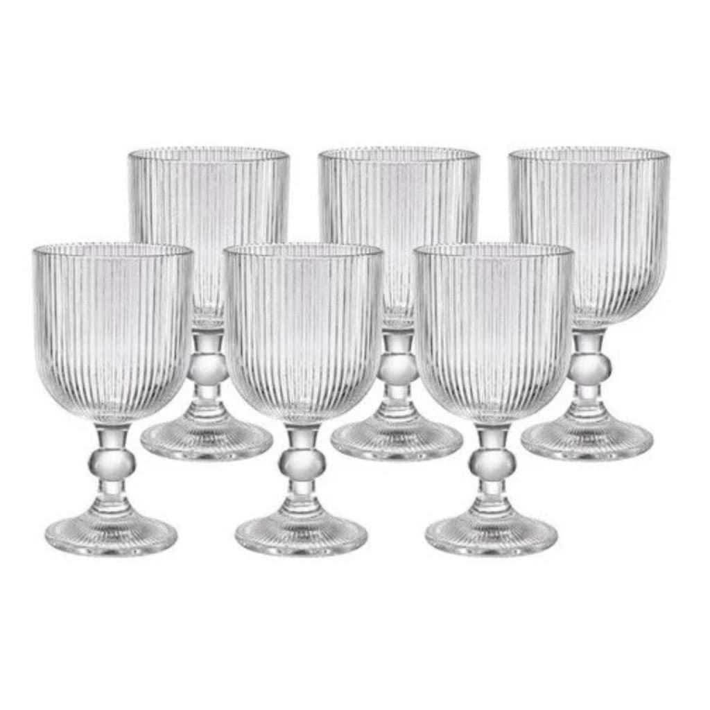 Jogo de Taças Stripped 380 ml - Conjunto de 6 Unidades em Vidro Transparente