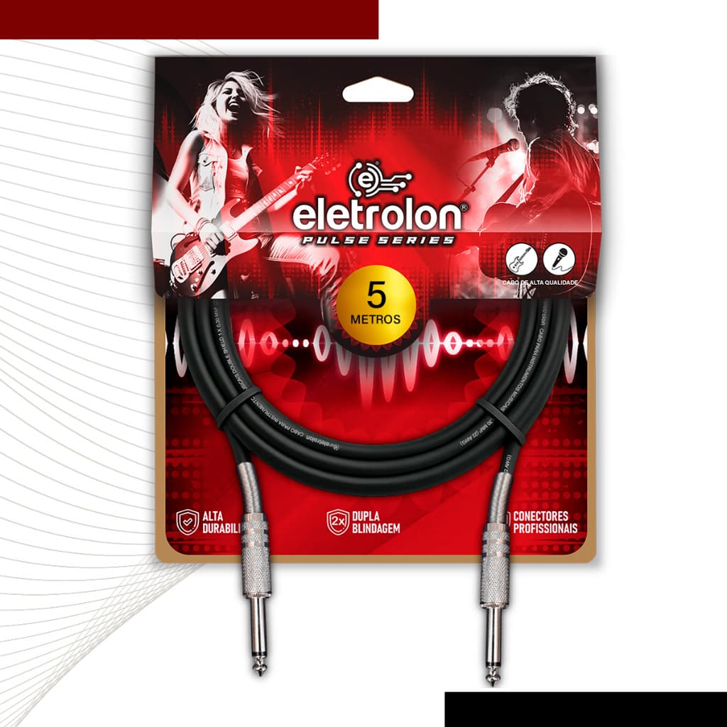 Cabo P10 P10 Mono Para Violão Guitarra Baixo 5m Metros - PULSE