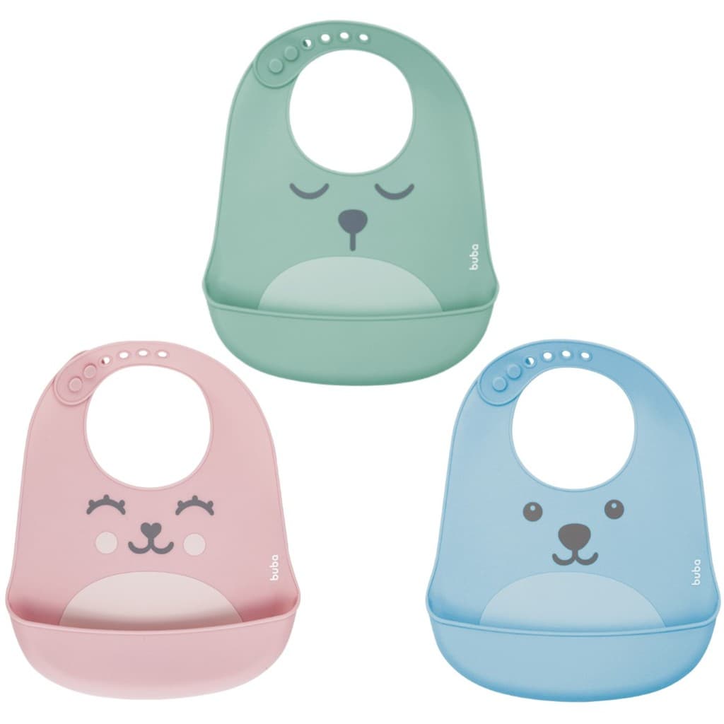Babador de Silicone Com Pega Migalhas Gumy Buba
