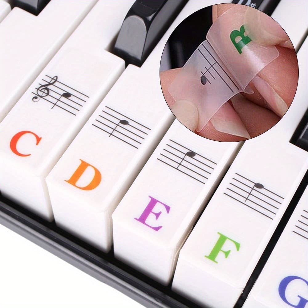 Adesivo De Notas Musicais Teclado Piano Até 88 Teclas Removível Iniciante