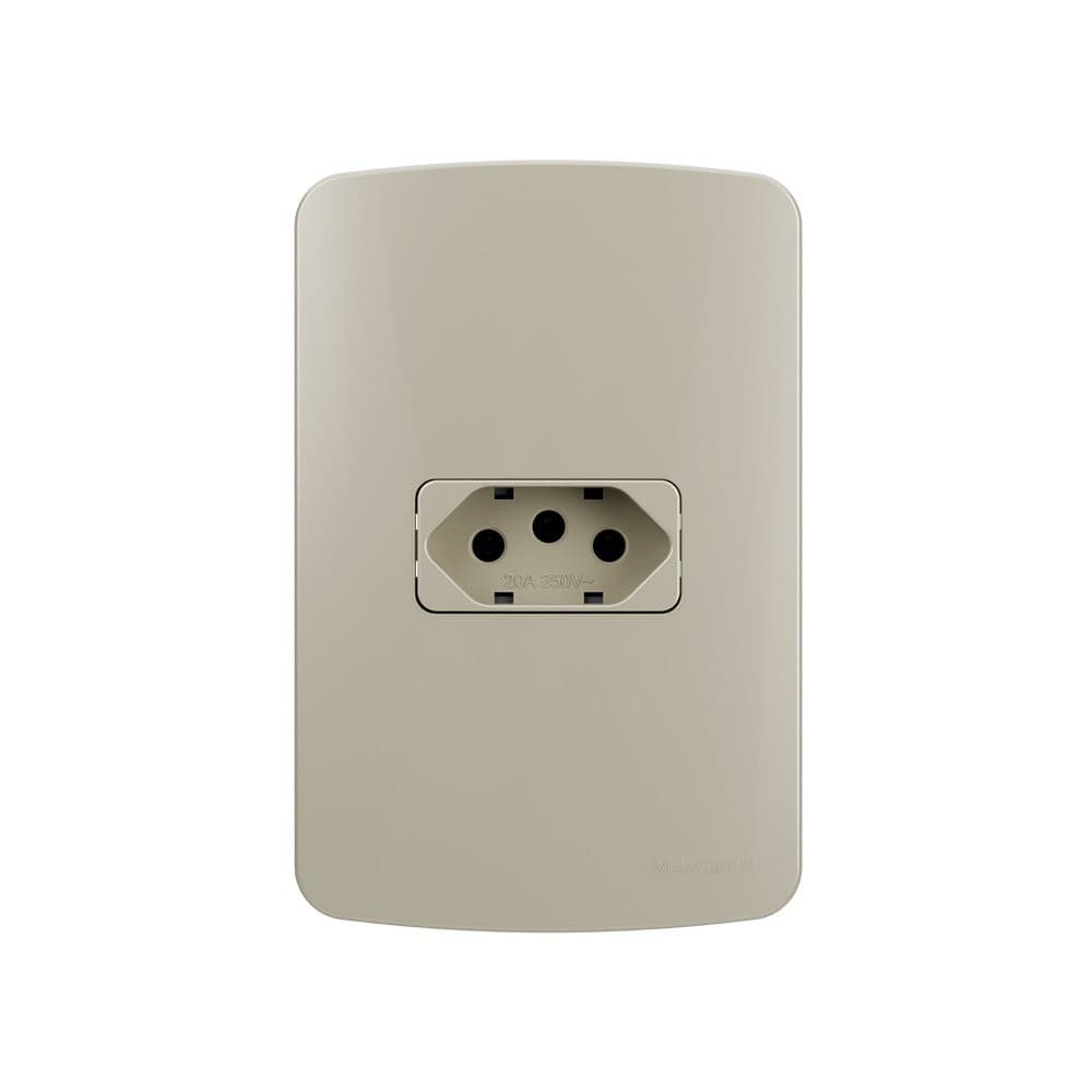 Tomada MarGirius B3 Colors 2P+T 20A com Placa 4x2 Pérola