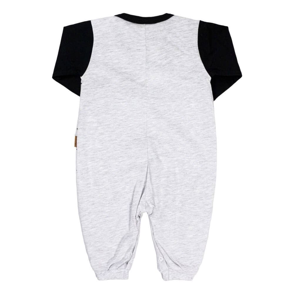 Macacão Longo Em Malha Para Bebê Menino Estampadinho Mescla