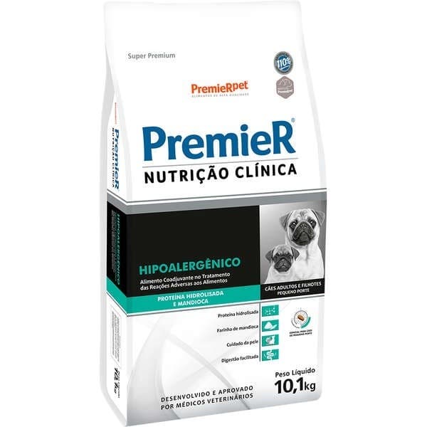 Ração Premier Nutrição Clínica Hipoalergênico para Cães de Pequeno Porte Proteína Hidrolisada e Mandioca 10,1kg