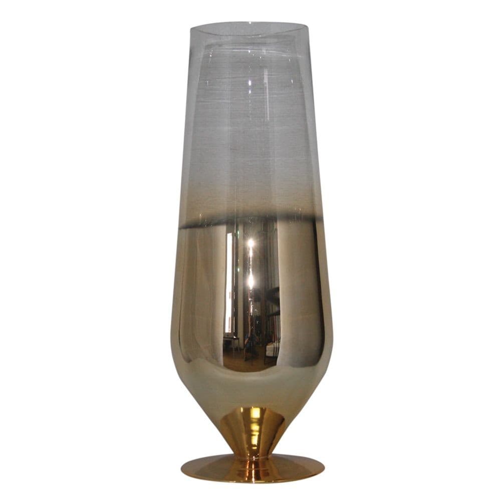 VASO EM VIDRO DOURADO E TRANSPARENTE 12CM X 17CM X 45CM