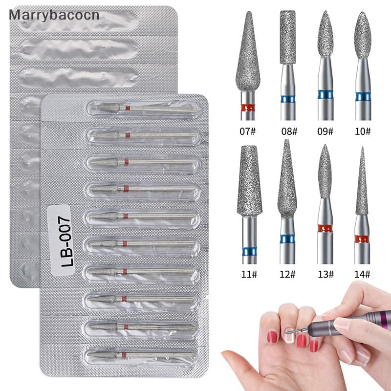 [MAR] Fresa De 10 Unidades Para Manicure Elétrica Unhas Broca Acessórios Máquina De Pedicure Ferramenta Removedora De Ge