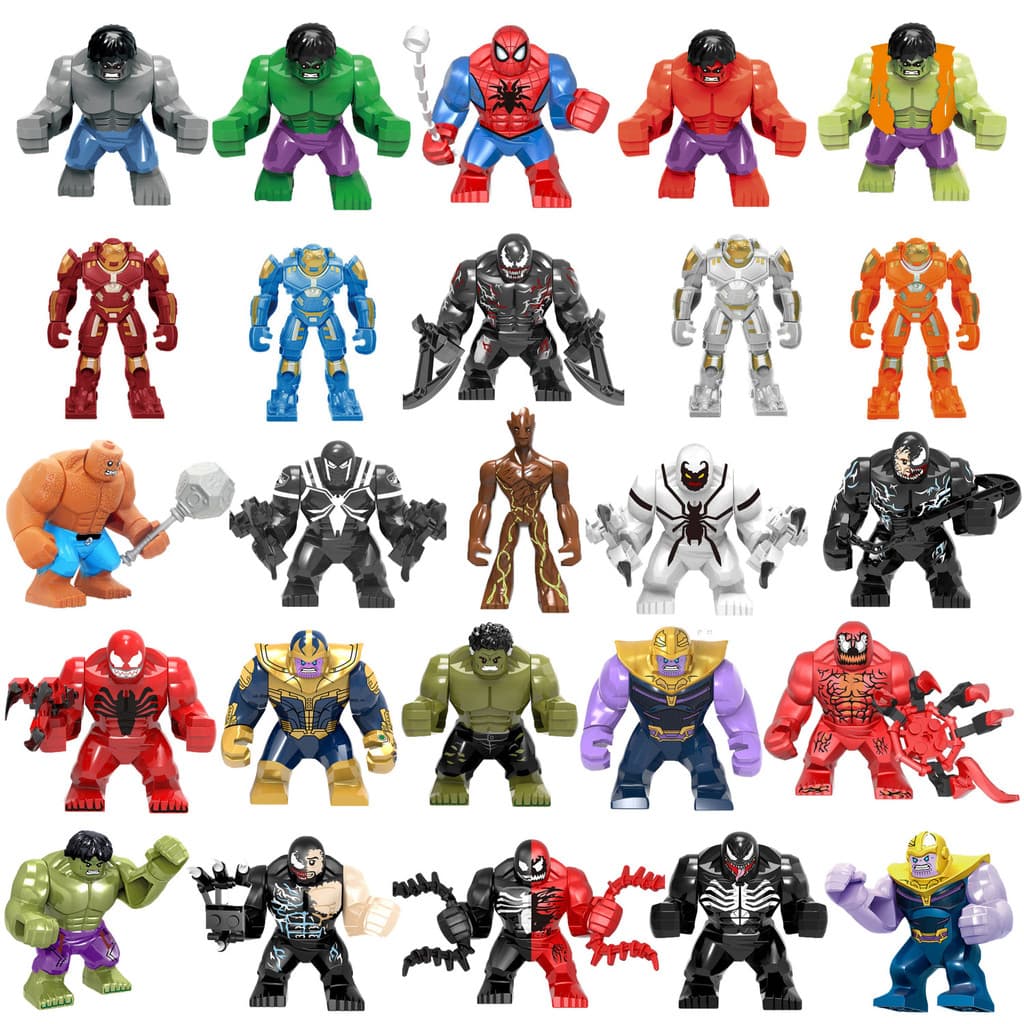 Blocos de construção Vingadores Bloco Grande Minifigura Homem de Ferro Venom Thanos Spiderman Hulk Brinquedos