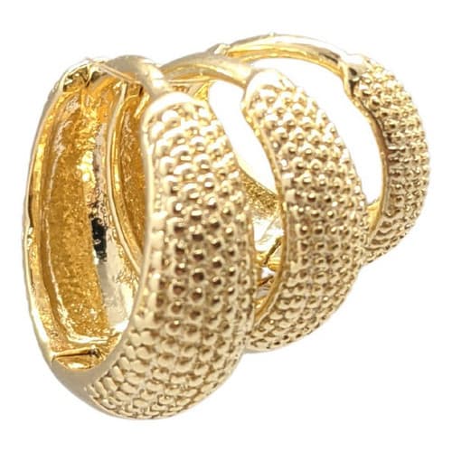Brinco Folheado Ouro Trio Argolas Bolinha Cravejada - Caixa de Luxo