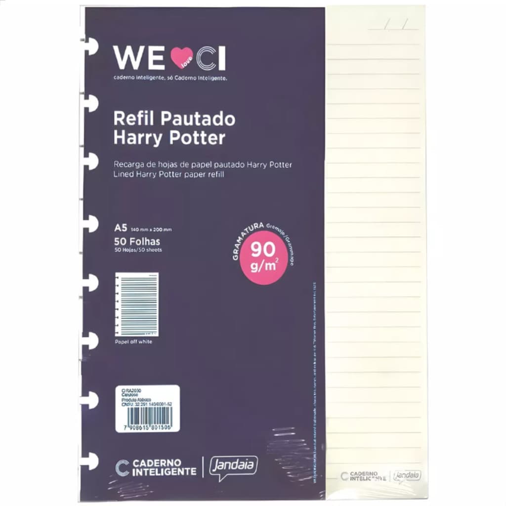Refil 50 Folhas Caderno Inteligente A5 14x20cm Harry Potter