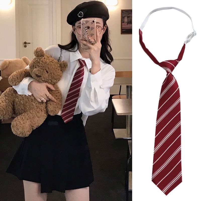 Ins gravata xadrez japonesa Harajuku pessoas preguiçosas grátis JK uniforme estudante saia verificada mesmo estilo acess