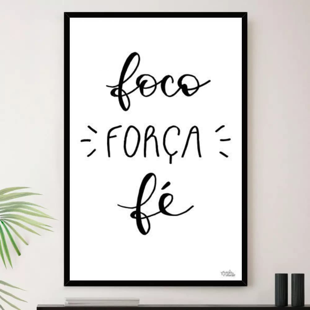 Quadro Foco Força Fé Motivação Sala Decorativo