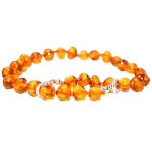 Pulseira/Tornozeleira de Âmbar Regulável Mel Polido 21 cm