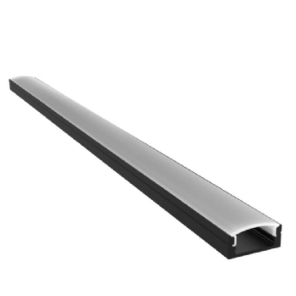 Perfil Sobrepor Overlap 1m 15,15x6mm Preto P/ LED - Ideal para movél- Kit c/4 unidades